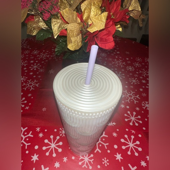 NWT | Starbucks siren shell | Pearl White/purple straw | 24oz - Picture 2 of 3